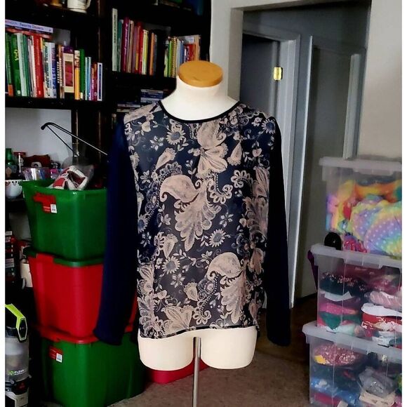 COLLECTIVE CONCEPTS WOMENS SHEER BLOUSE - Picture 1 of 4